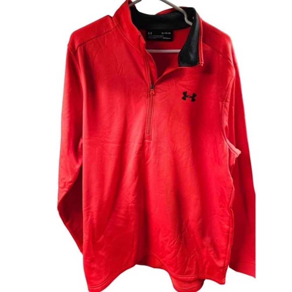 Under Armour XL Neon Orange ColdGear Pullover Long Sleeve Training Top - Picture 1 of 4